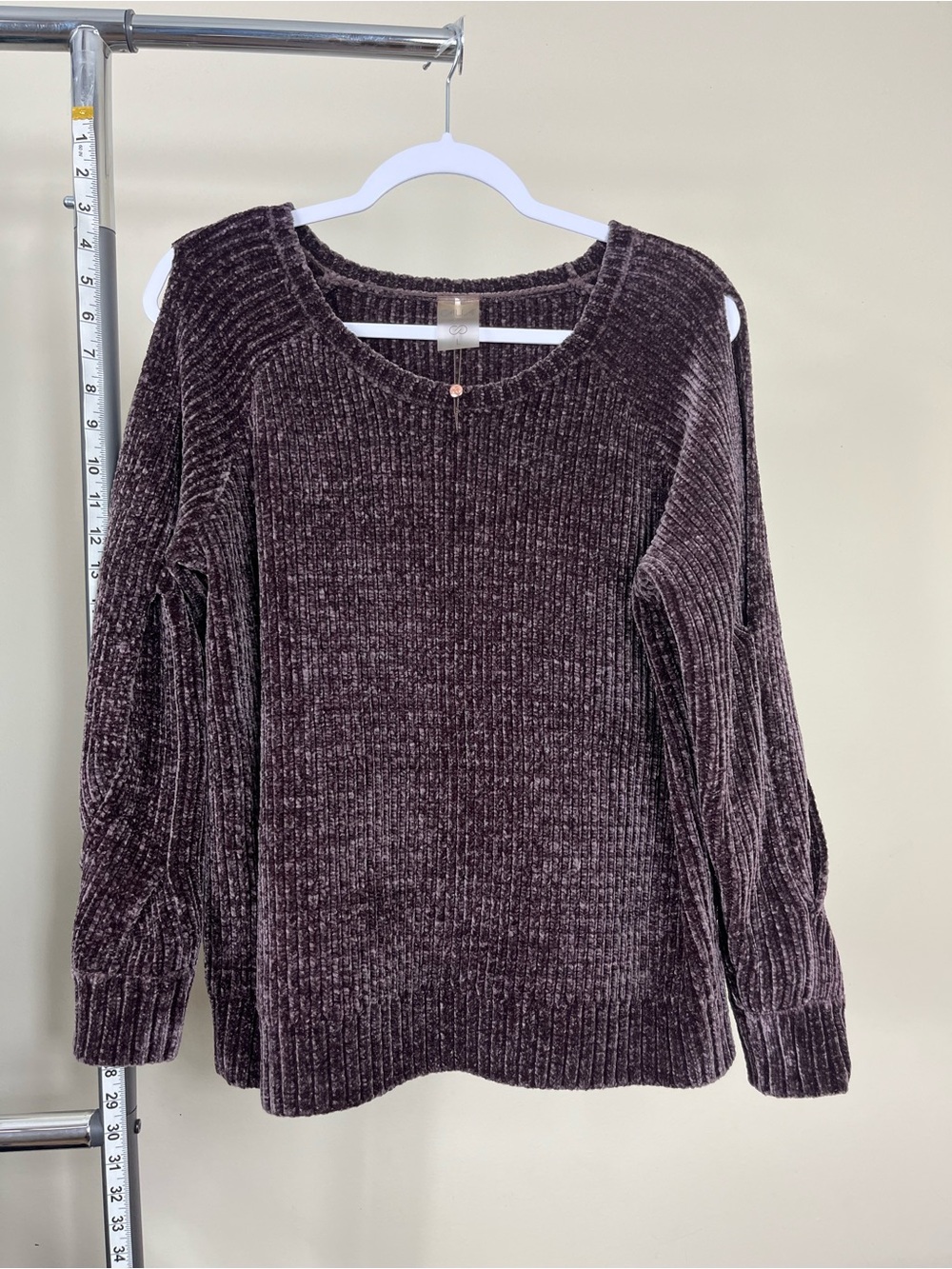 CALIA by Carrie Underwood Off-the-Shoulder Chenille Sweater - Plum